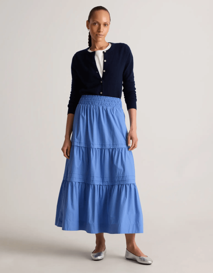 100% Organic Cotton Poplin Tiered Maxi Skirt How to Dress for Outdoor Events this Spring 